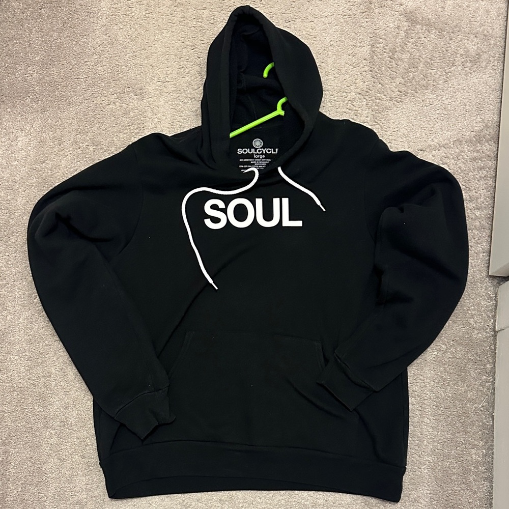 SoulCycle Black Hoodie with studios on back unisex